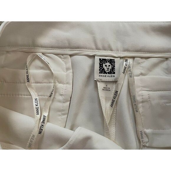 Anne Klein AK  Womens 4 Straight Leg Pant White Cropped - Picture 5 of 9